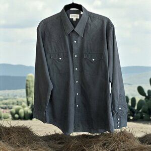 Sheplers Men's Vintage Gray Western Pearl Snap Long Sleeve Shirt Size 16.5